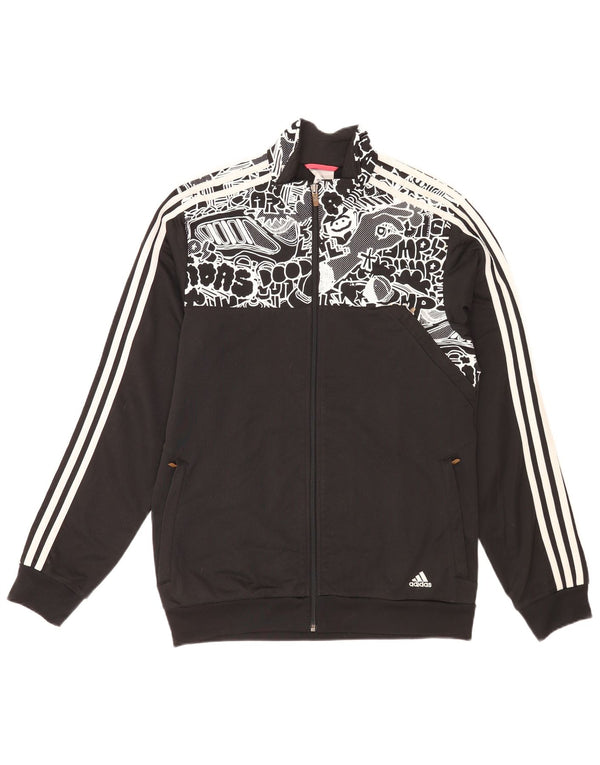 Giacca sportiva da uomo Adidas, giacca media, nera, geometrica, in poliestere sportivo
