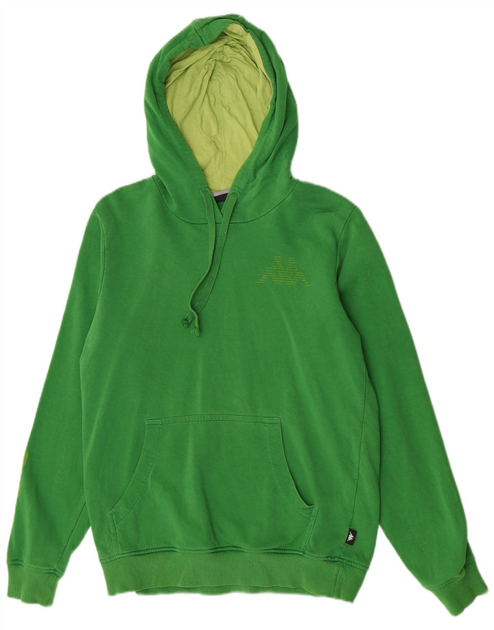 Maglione con cappuccio grafico da uomo Kappa in cotone verde medio