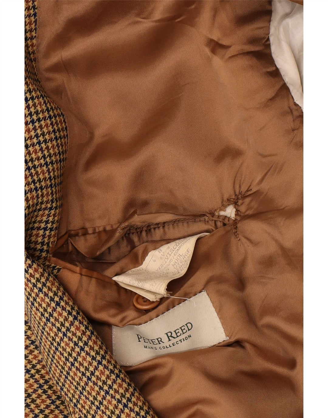 Giacca blazer vintage da uomo a 2 bottoni IT 54 2XL Lana vergine pied de poule marrone