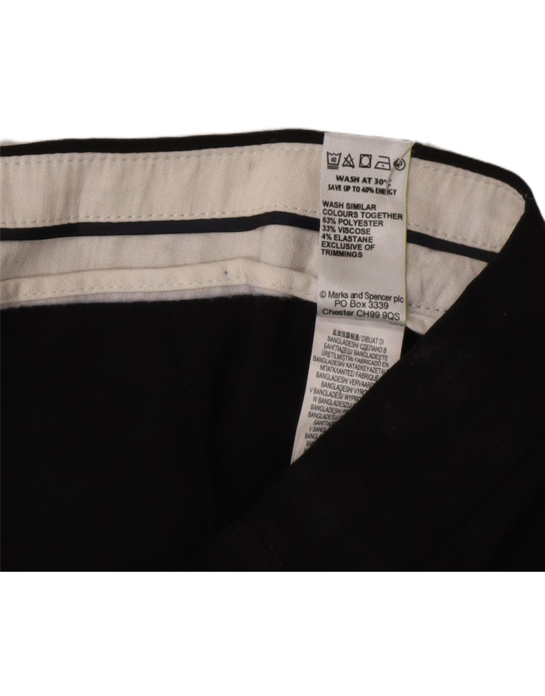 Pantaloni da abito dritti da donna Marks & Spencer UK 14 medi W34 L34 neri