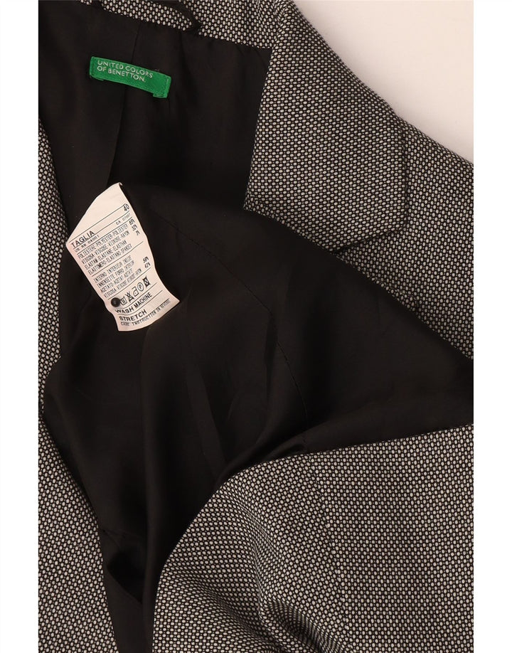 Giacca blazer da donna a 1 bottone Benetton UK 8 piccolo poliestere maculato grigio