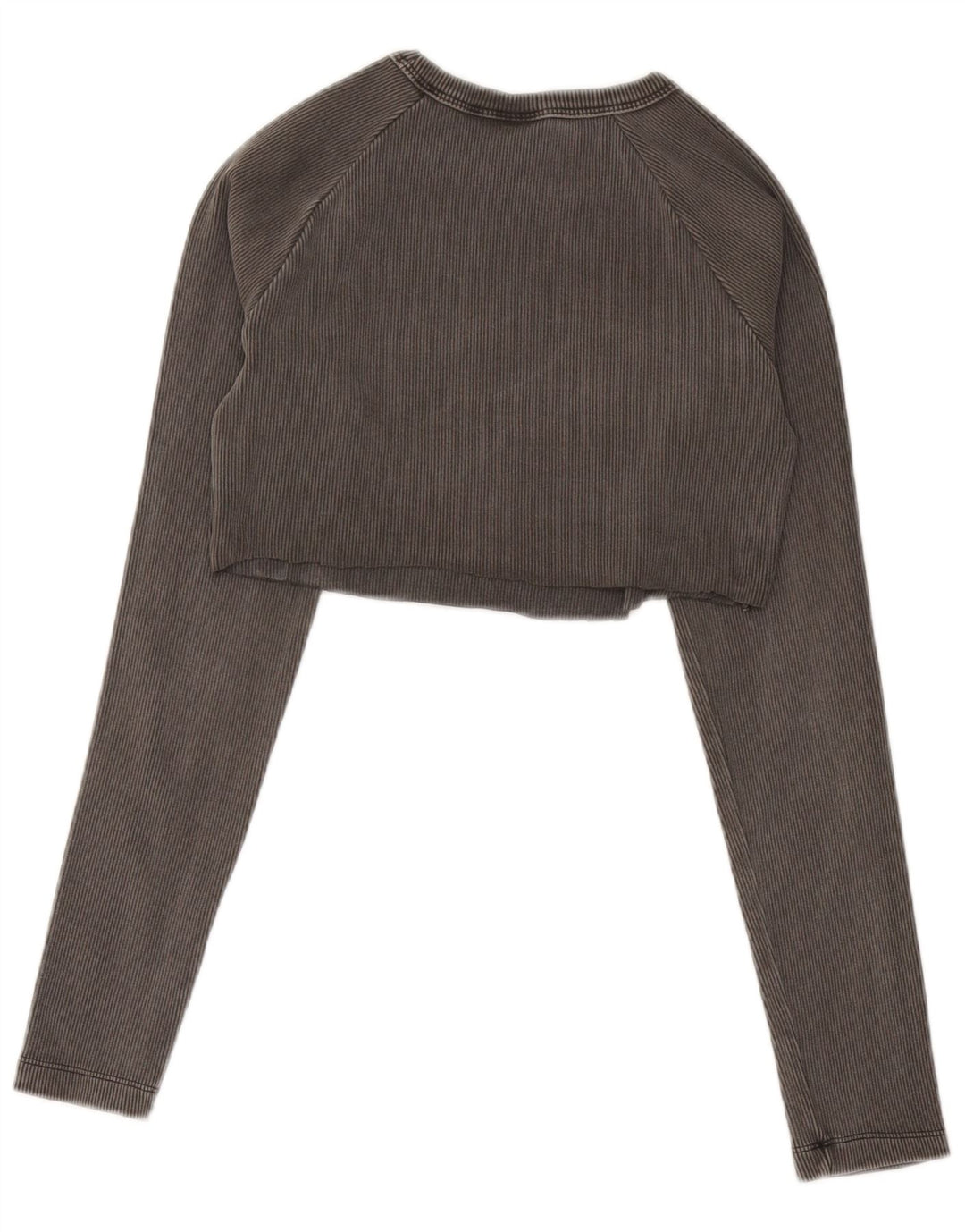 Top corto da donna Adidas manica lunga UK 12/14 Cotone grigio medio