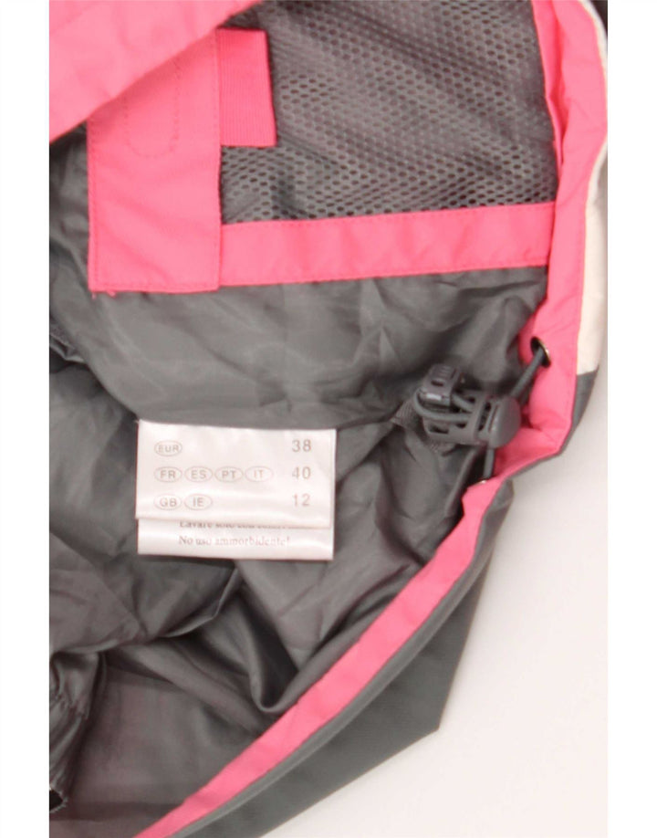 Giacca da sci vintage da donna con cappuccio UK 12 Poliammide color block rosa medio
