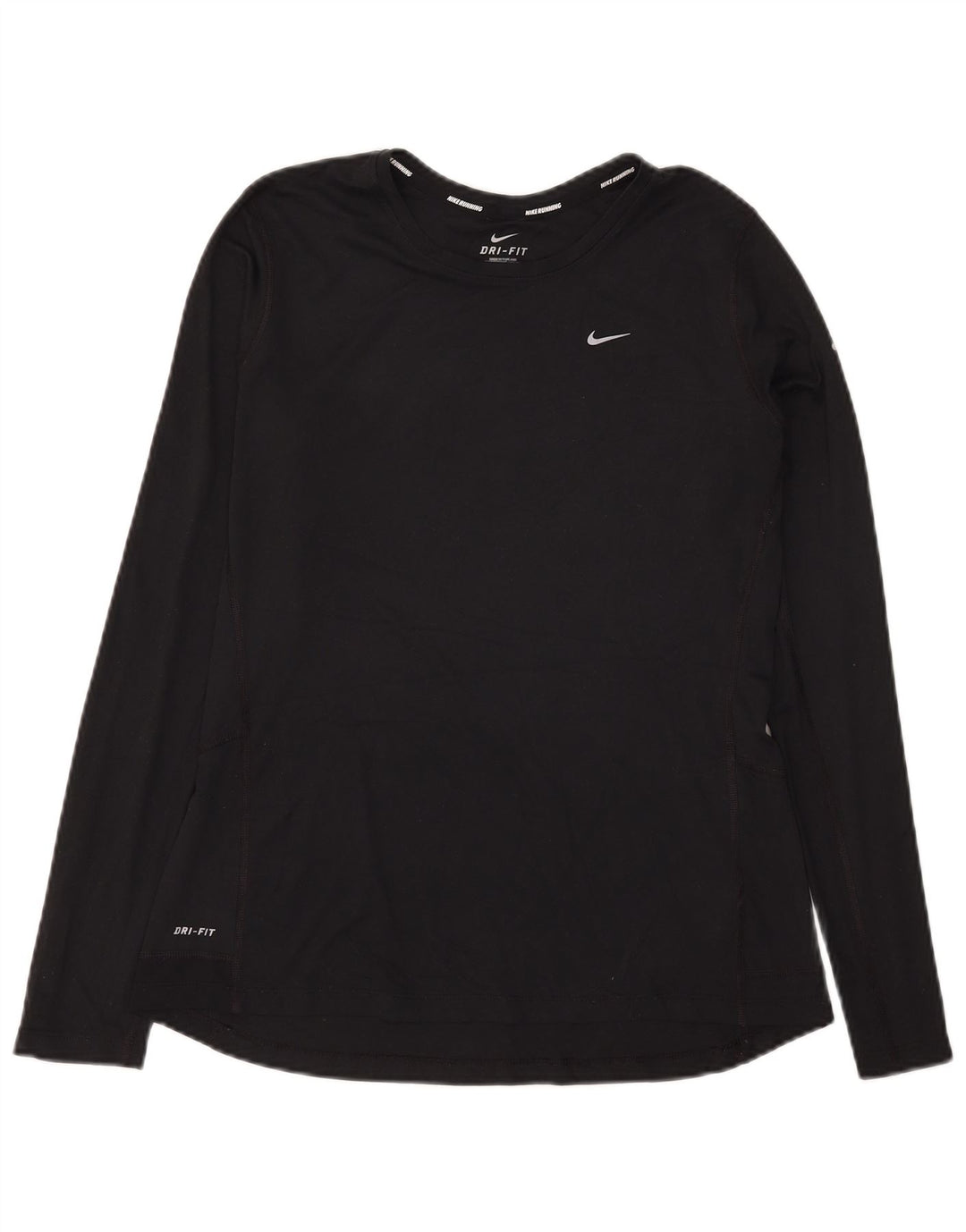 Nike Dri Fit Top da donna a manica lunga UK 16 Large Nero Poliestere