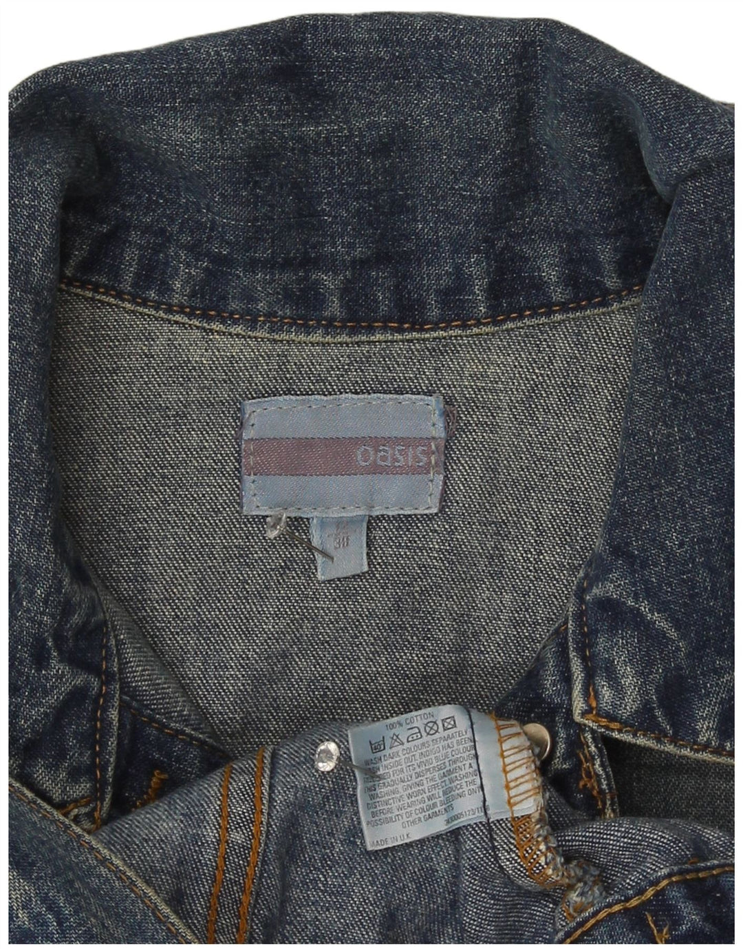 Giacca in denim corto da donna Oasis UK 12 Cotone blu medio