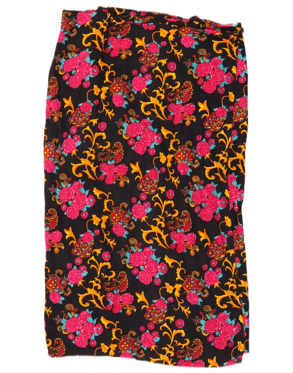 Gonna a portafoglio da donna vintage W32 grande poliestere floreale multicolore