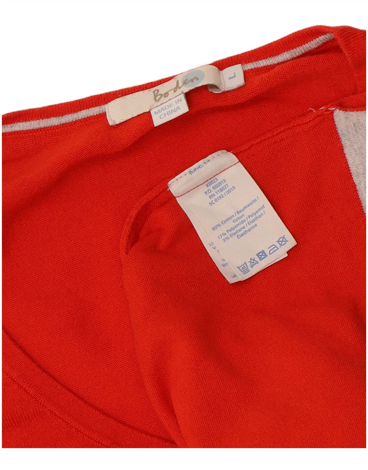 Maglione maglione con scollo a V da donna Boden UK 16 grande cotone rosso