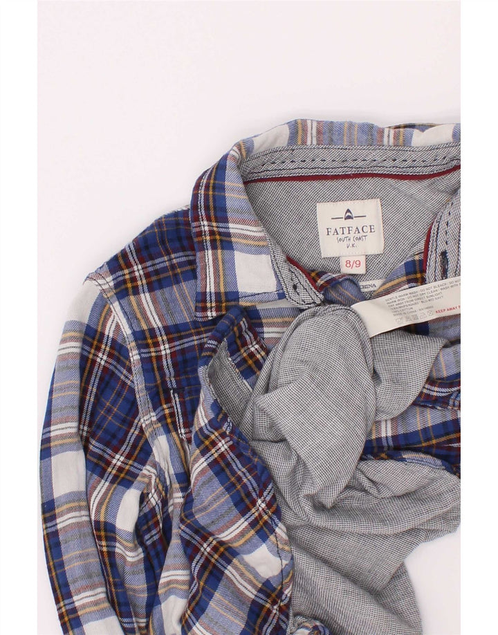 Camicia in flanella per ragazzi Fat Face 8-9 anni in cotone a quadri blu navy