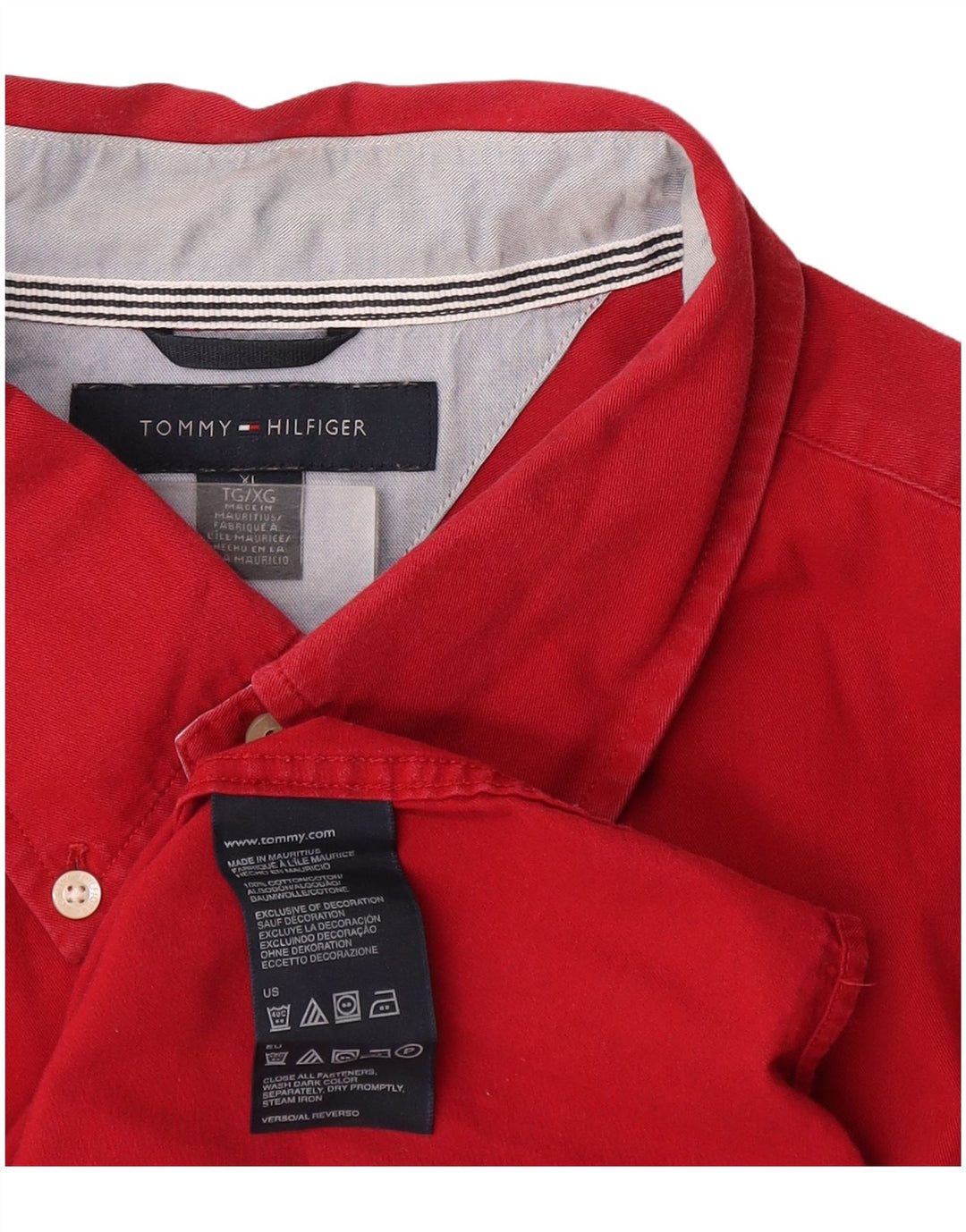 Camicia da uomo Tommy Hilfiger XL rossa in cotone