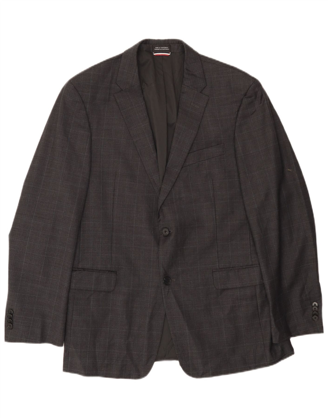 Giacca blazer a 2 bottoni da uomo Tommy Hilfiger UK 40 grande lana a quadri grigi