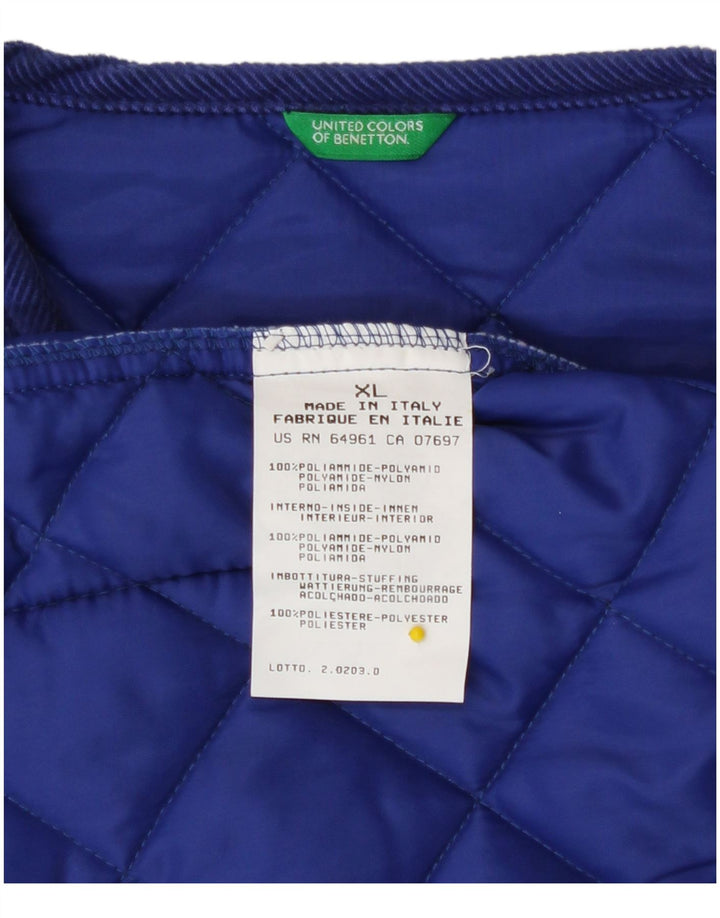 Gilet trapuntato da donna Benetton UK 18 XL blu poliammide