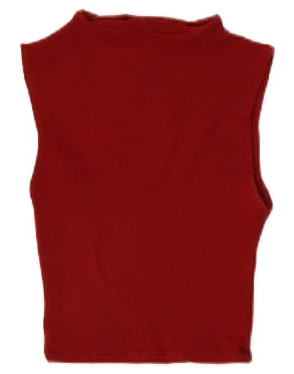 Zara Canotta corta da donna UK 8 piccola in cotone marrone
