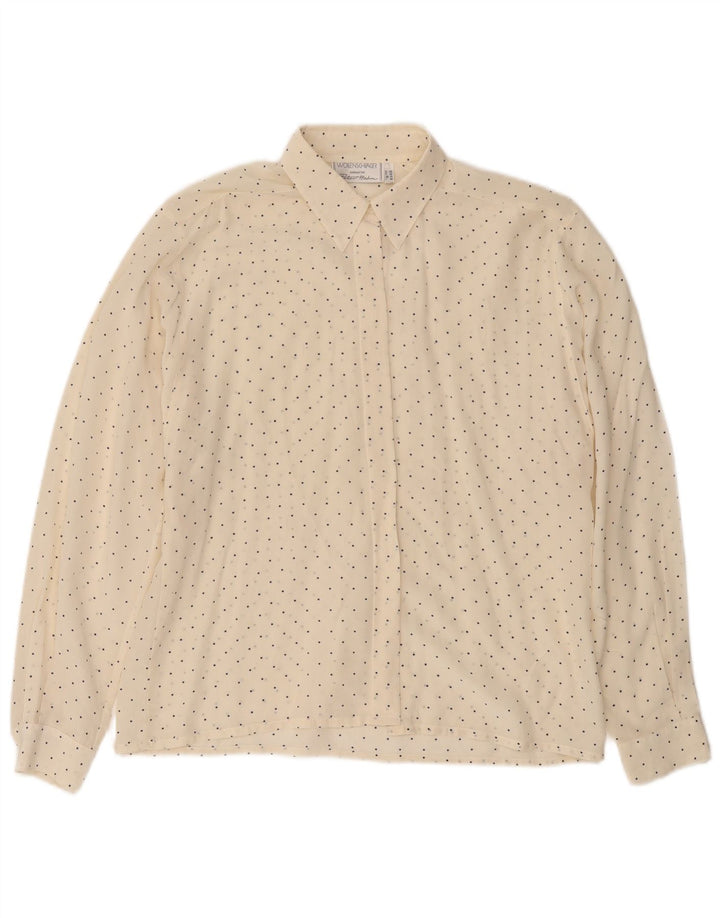 Camicetta da donna Peter Hahn UK 14 Grande pois bianco sporco