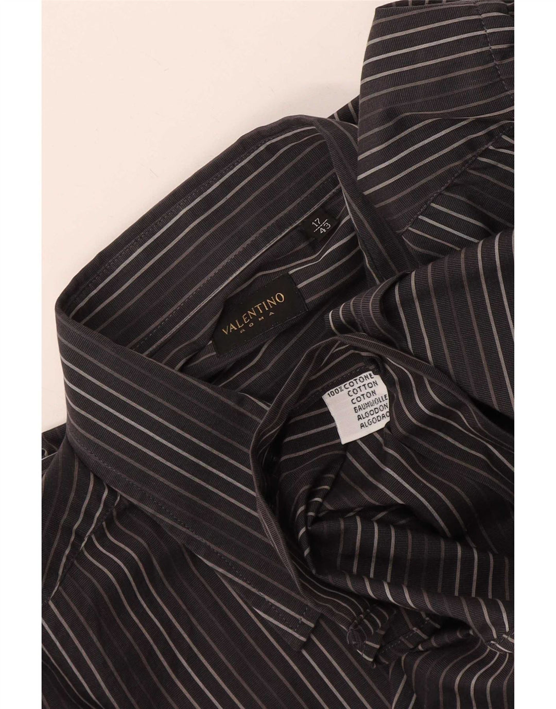 Camicia da uomo Valentino taglia 43 17 XL in cotone a righe grigie