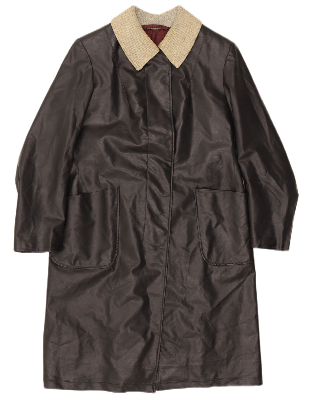 Cappotto in pelle da donna VINTAGE UK 12 Medium Black Colourblock