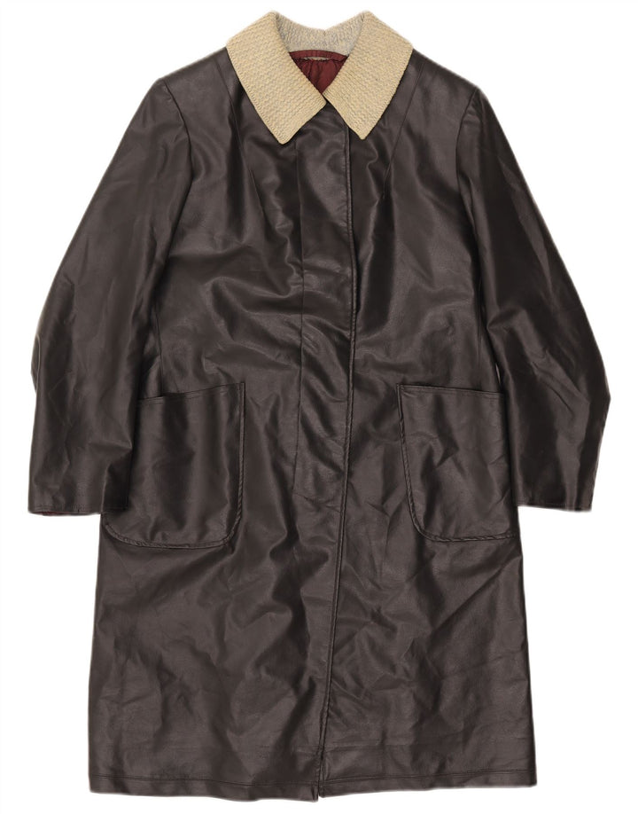 Cappotto in pelle da donna VINTAGE UK 12 Medium Black Colourblock