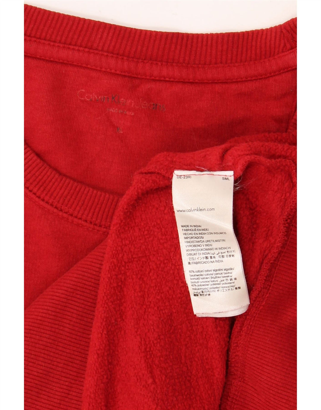 CALVIN KLEIN JEANS Felpa con grafica da uomo Maglione XL Rosso Cotone
