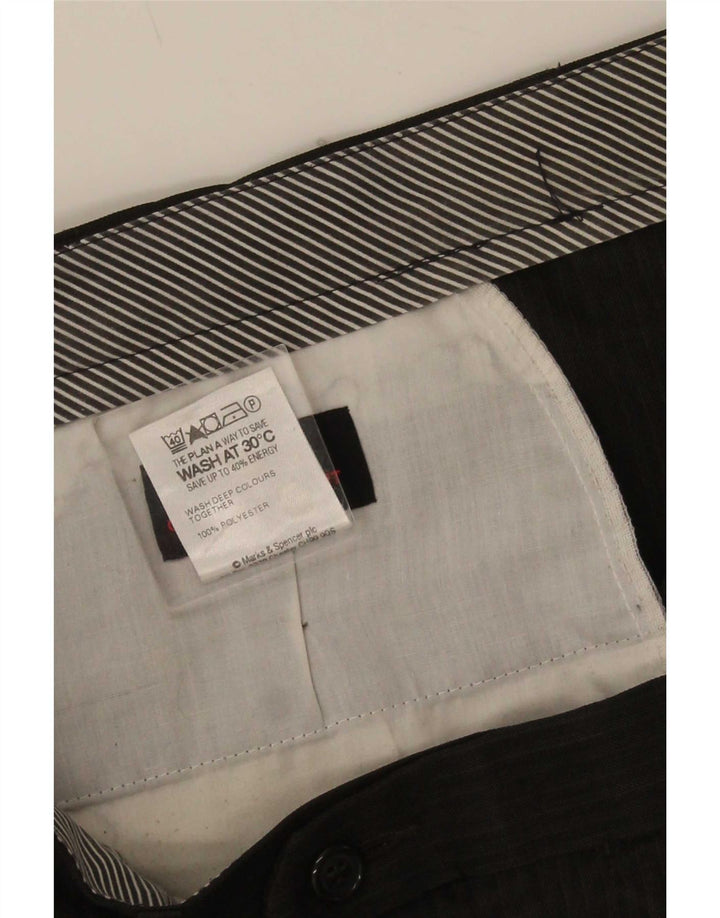 Pantaloni da abito con pegging da uomo Marks & Spencer W36 L29 Poliestere gessato marrone