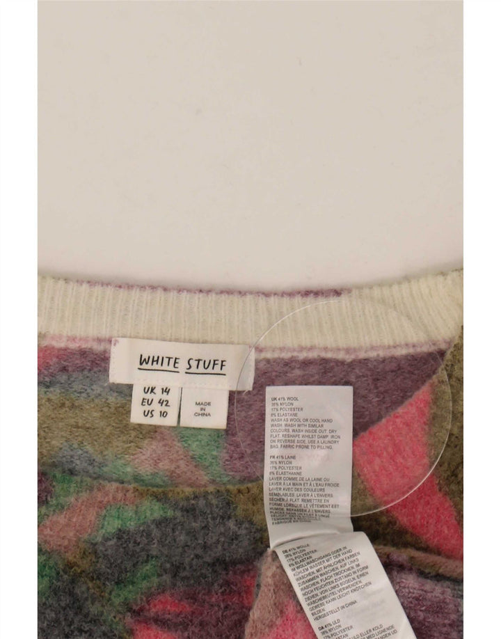 Maglione maglione con scollo a barca da donna White Stuff UK 14 grande multicolore