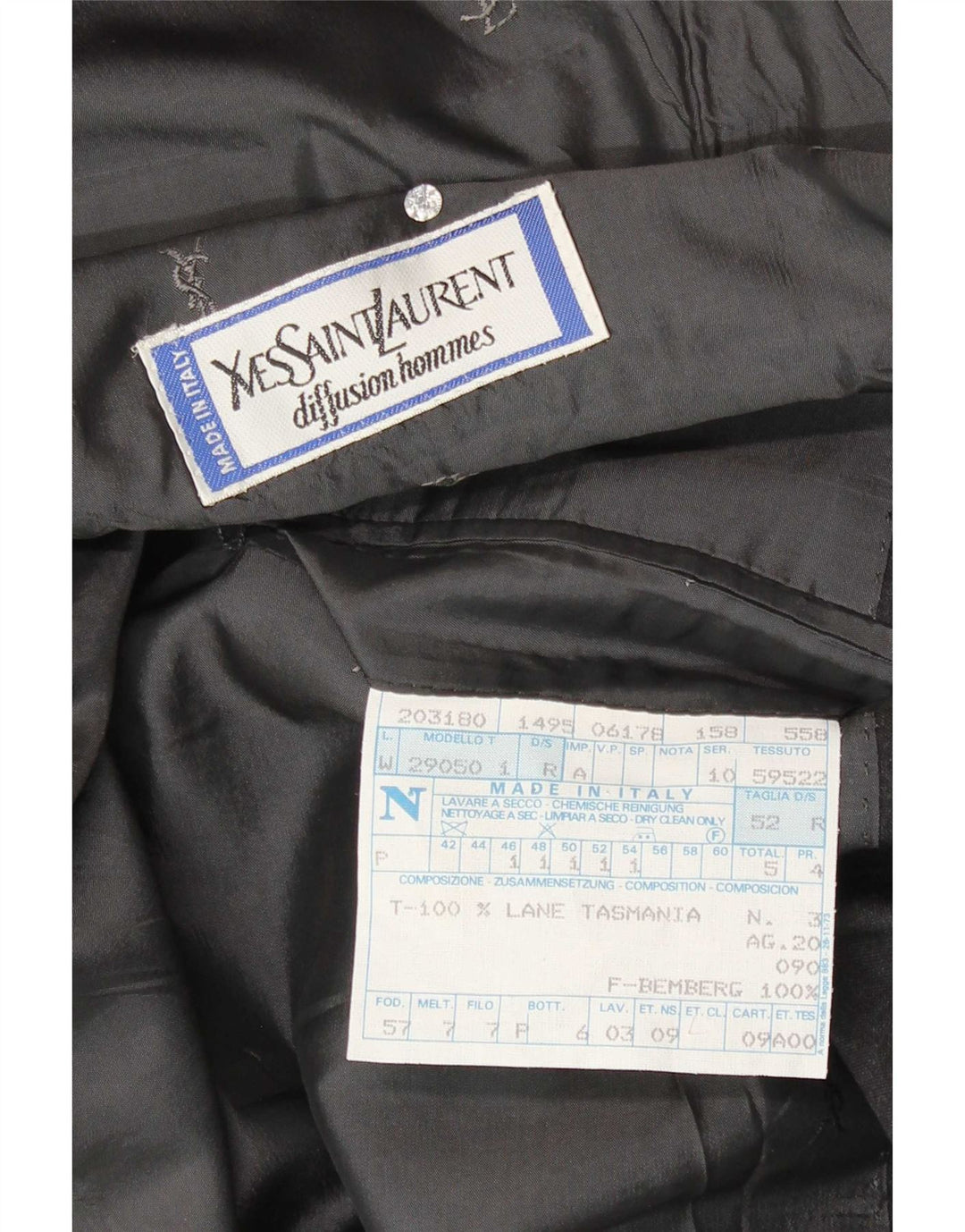 Giacca blazer doppiopetto da uomo Yves Saint Laurent IT 52 XL Lana grigia