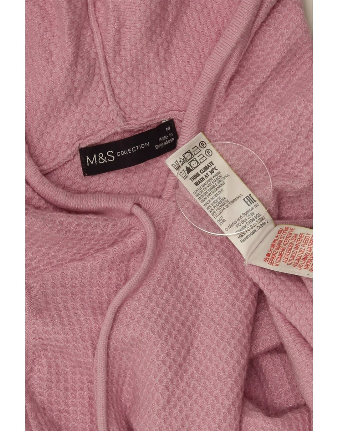 Maglione con cappuccio da donna Marks & Spencer UK 14 Viscosa rosa medio