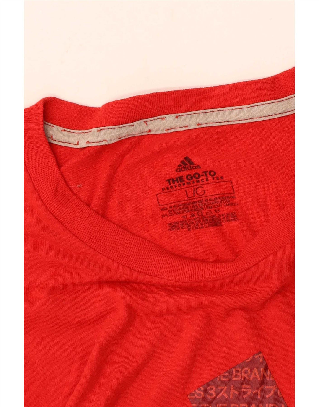 T-shirt grafica Adidas Climalite da uomo, grande, in poliestere rosso
