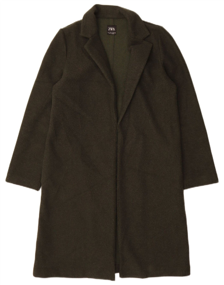 Soprabito aperto da donna Zara UK 10 piccolo verde poliestere