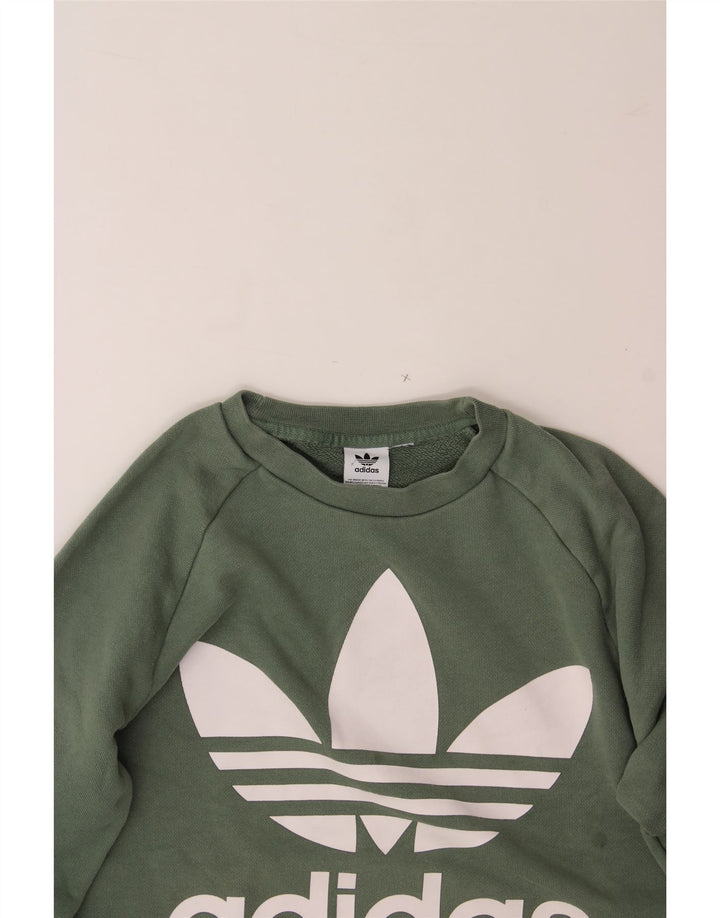 ADIDAS Mens Graphic Sweatshirt Jumper Medium Green Vintage Adidas and Second-Hand Adidas from Messina Hembry 
