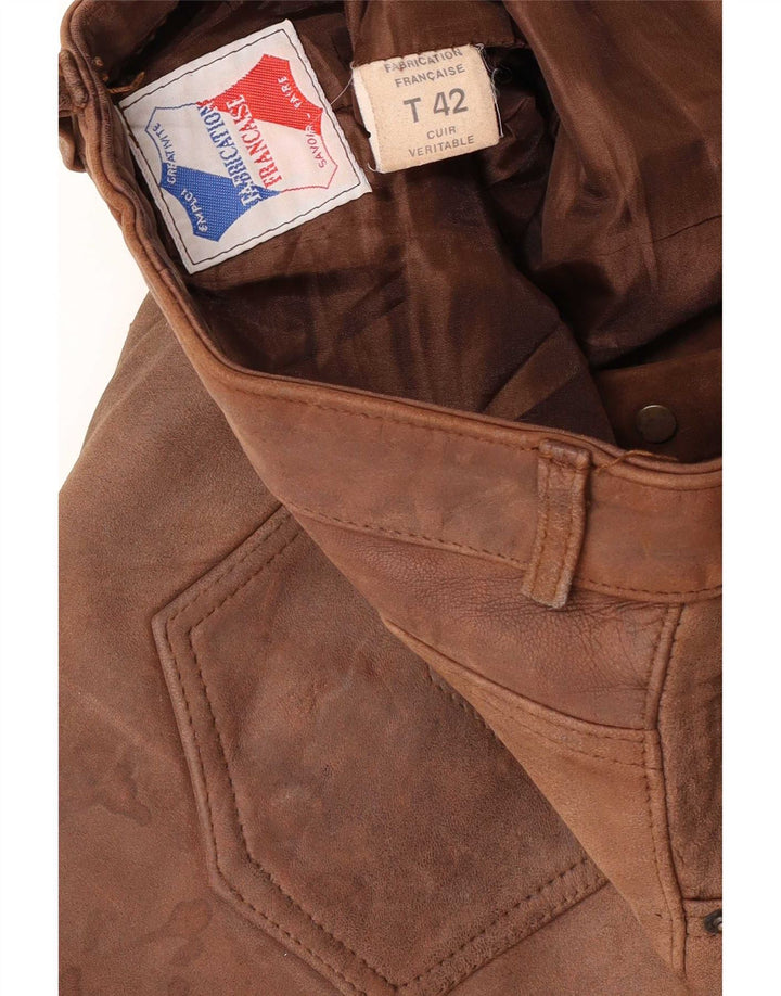 Pantaloni in pelle vintage da uomo W30 L34 Marrone