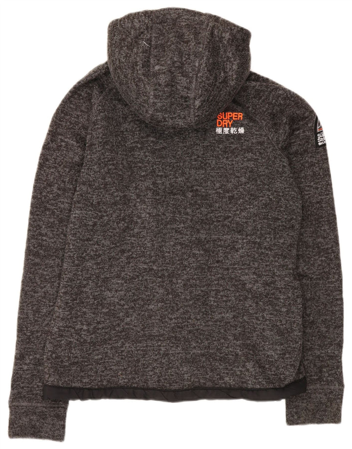 Maglione con cappuccio e zip da donna SUPERDRY UK 14 Poliestere screziato grigio medio