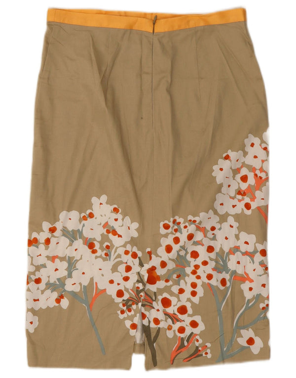 Gonna a tubino da donna Benetton UK 12 Media W28 Cotone floreale beige