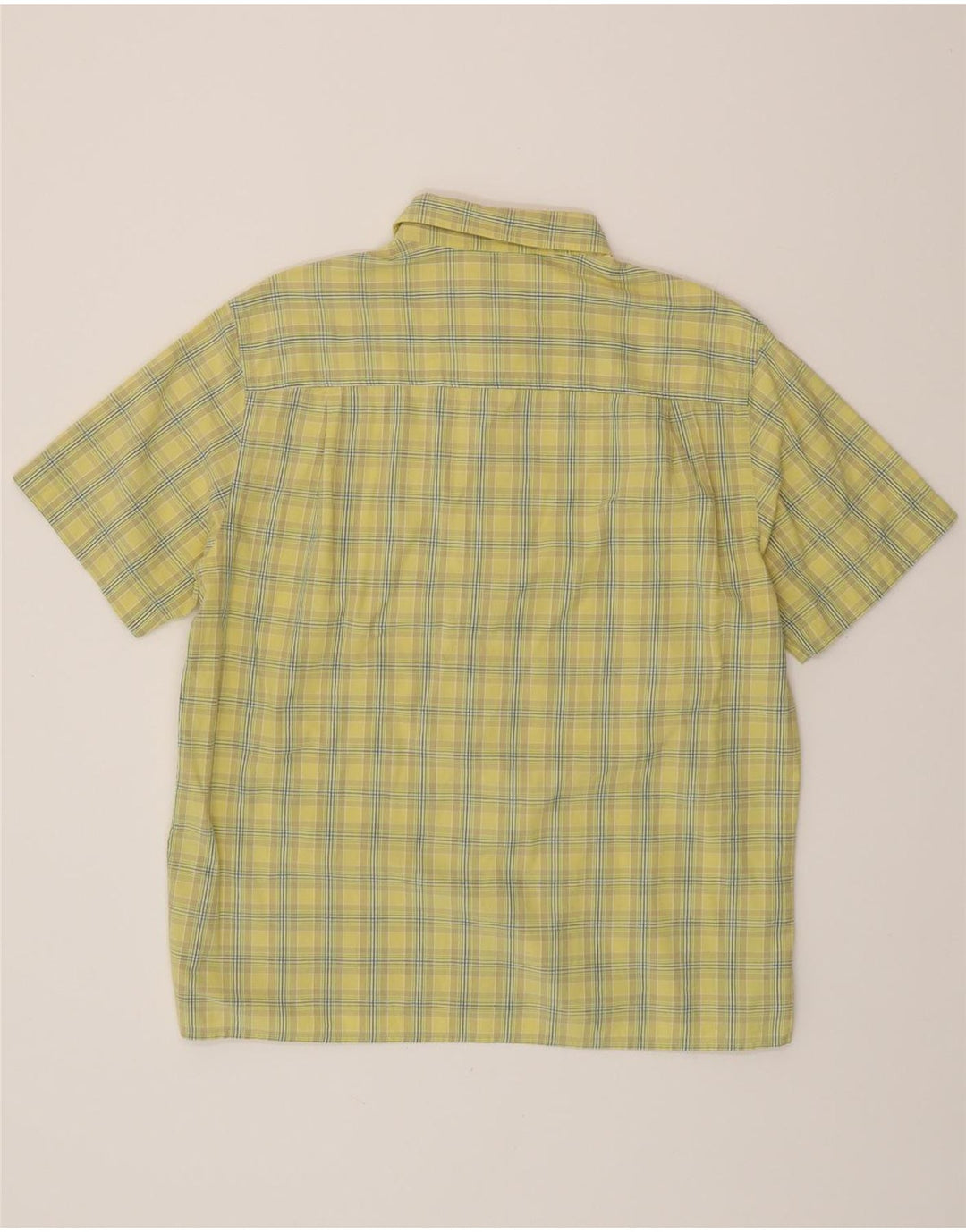DOCKERS Camicia da uomo a maniche corte taglia 42/44 grande quadretto giallo