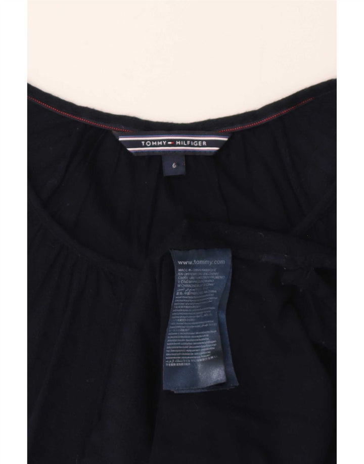 Top da donna Tommy Hilfiger manica lunga US 6 medio blu navy viscosa