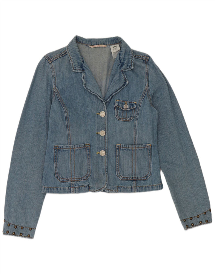 Giacca blazer in denim a 3 bottoni da donna Levi's UK 16 grande cotone blu