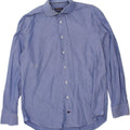 TOMMY HILFIGER Mens Fitted Shirt Size 41 16 Large Blue Spotted Cotton Vintage Tommy Hilfiger and Second-Hand Tommy Hilfiger from Messina Hembry 