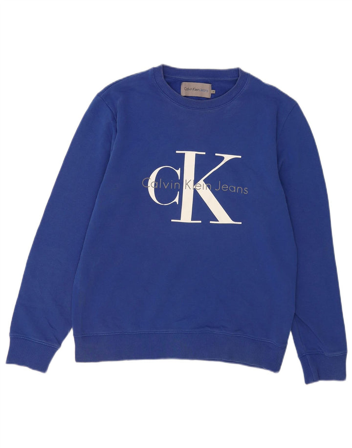 Calvin Klein Jeans Felpa grafica da uomo Maglione in cotone blu medio
