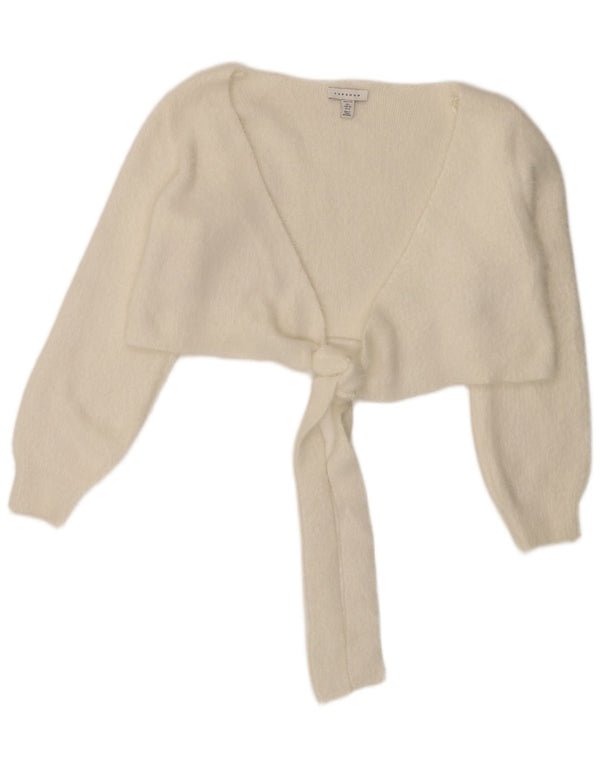 Topshop Donna Petite Bolero con cravatta sul davanti UK 16 Large Bianco in poliammide
