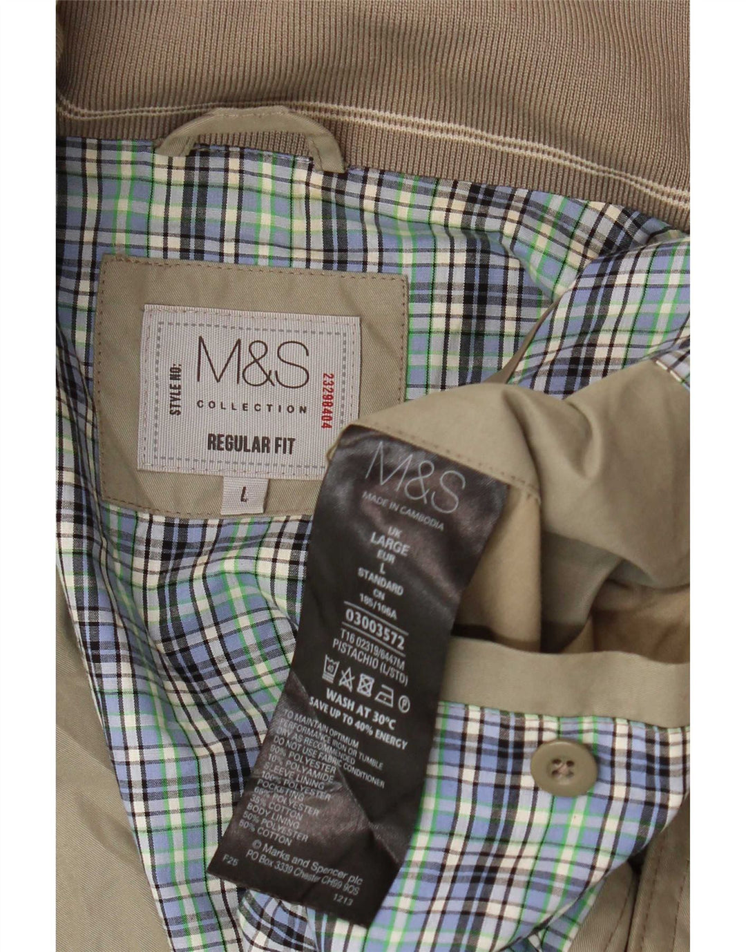 Giubbotto bomber vestibilità regolare da uomo Marks & Spencer UK 40 Large Beige Poliestere