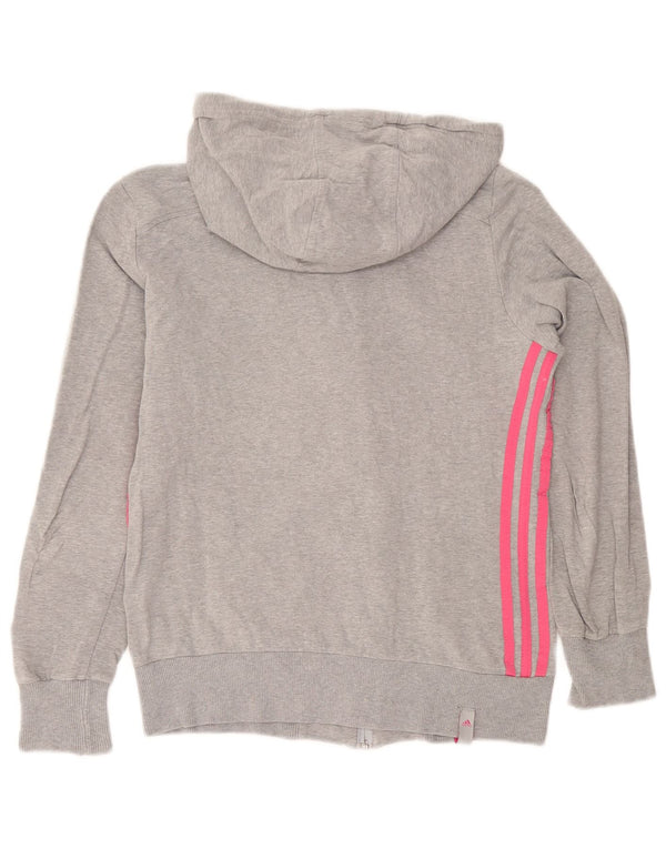 Maglione con cappuccio e zip da donna Adidas UK 16 grande cotone grigio