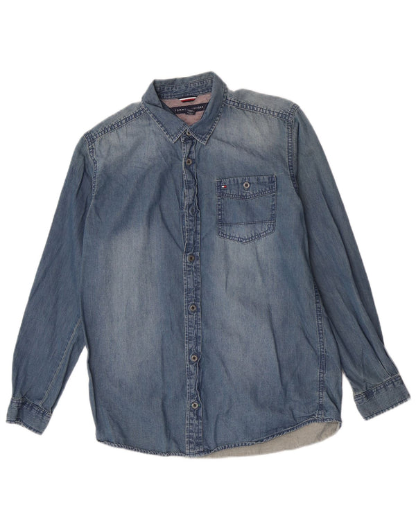 Tommy Hilfiger Camicia di jeans per ragazzi 15-16 anni Large Blu Cotone