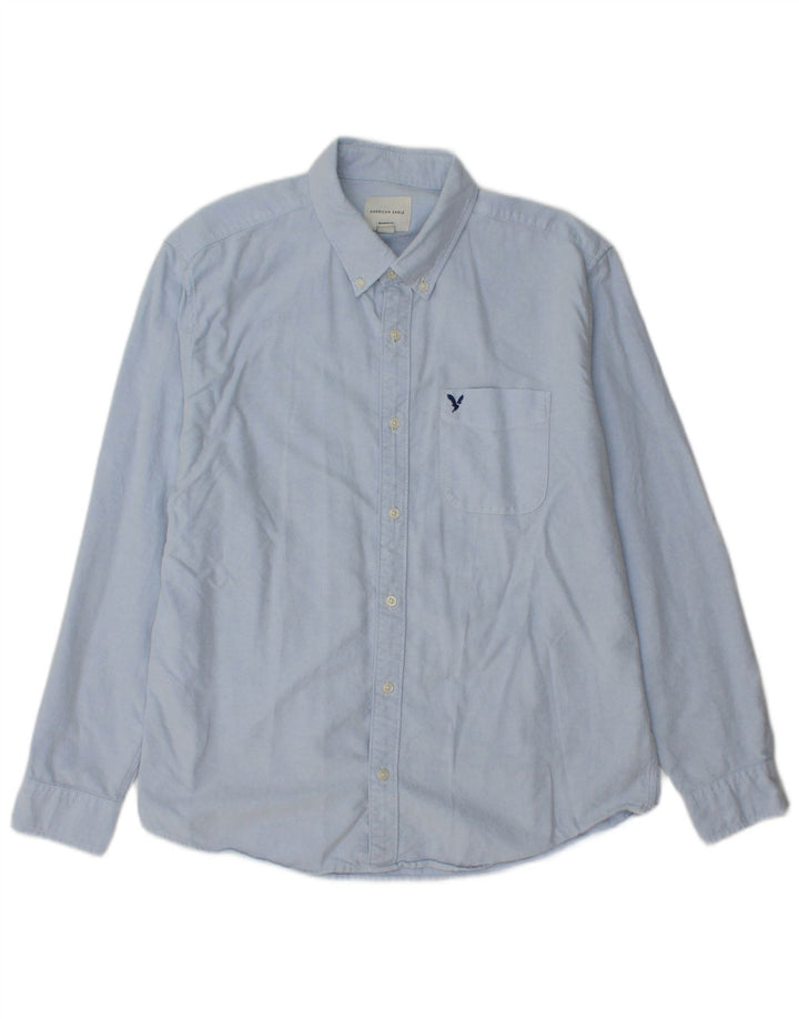 AMERICAN EAGLE Camicia da uomo vestibilità classica grande in cotone blu