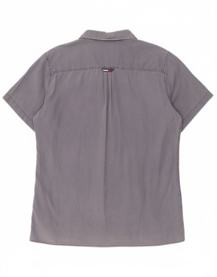 TOMMY HILFIGER Mens Regular Fit Short Sleeve Shirt Large Blue Cotton