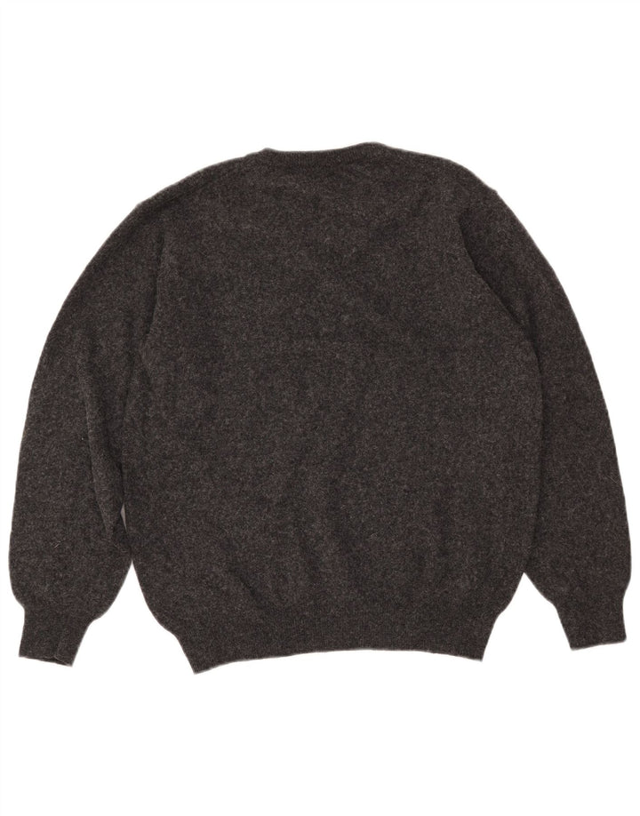 Maglione ZARA da uomo con scollo a V in lana grigio medio