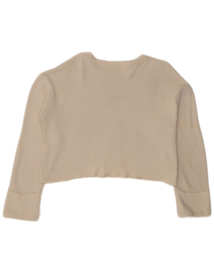 Top corto oversize da donna Zara a maniche lunghe UK 10 piccolo in viscosa bianca