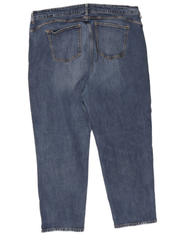 Jeans corti a vita alta da donna Marks & Spencer UK 22 3XL W38 L25 Blu