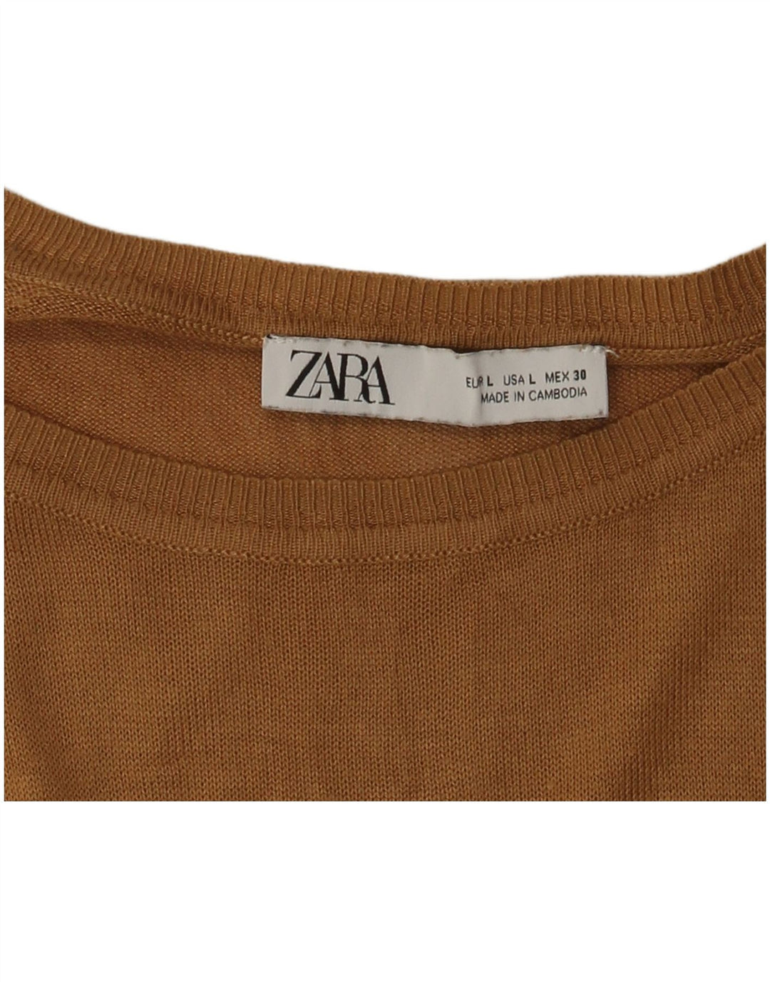 ZARA Maglione da Donna Oversize con Scollo a Barca UK 16 Large Marrone