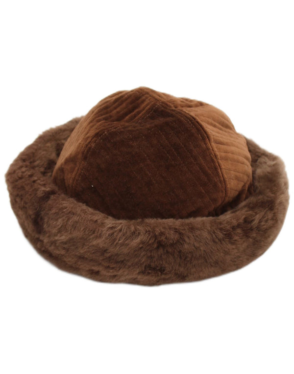 Cappello da pescatore vintage in velluto a coste da donna grande marrone