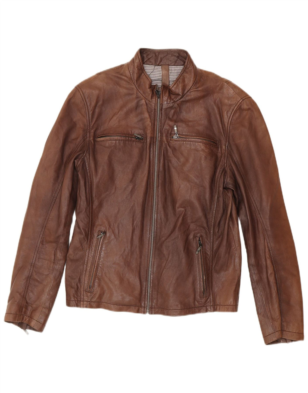 Giacca Biker in Pelle Uomo Conbipel IT 48 Pelle di Agnello Marrone Medio