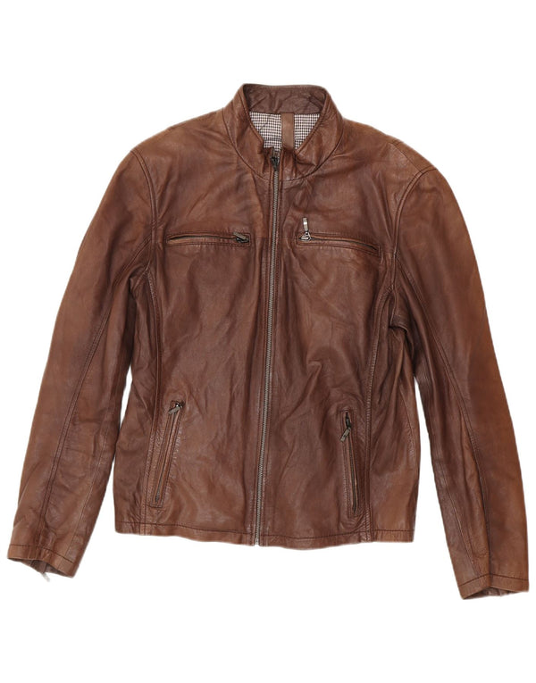 Giacca Biker in Pelle Uomo Conbipel IT 48 Pelle di Agnello Marrone Medio
