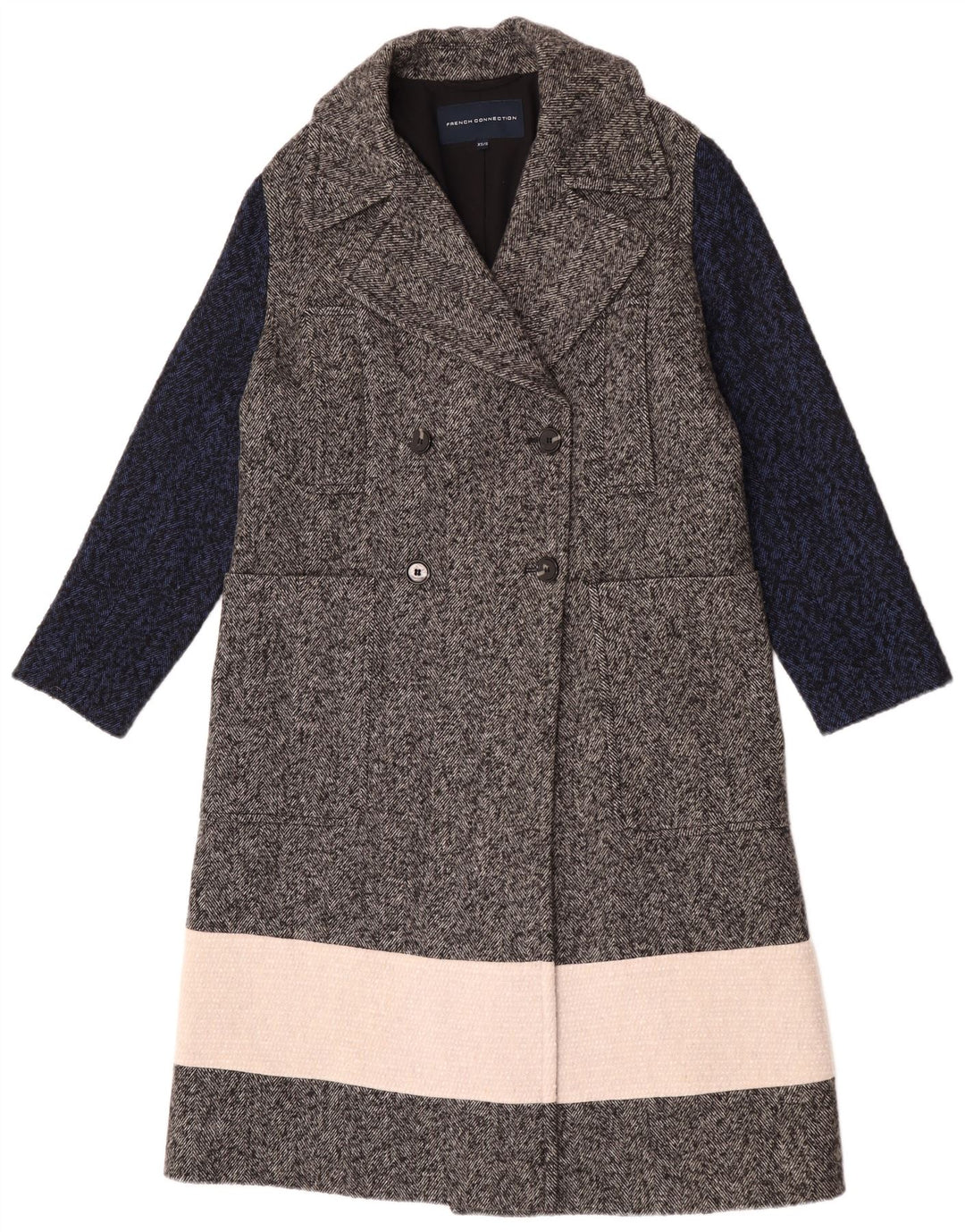 Cappotto doppiopetto da donna French Connection UK 6 XS Grigio Colourblock